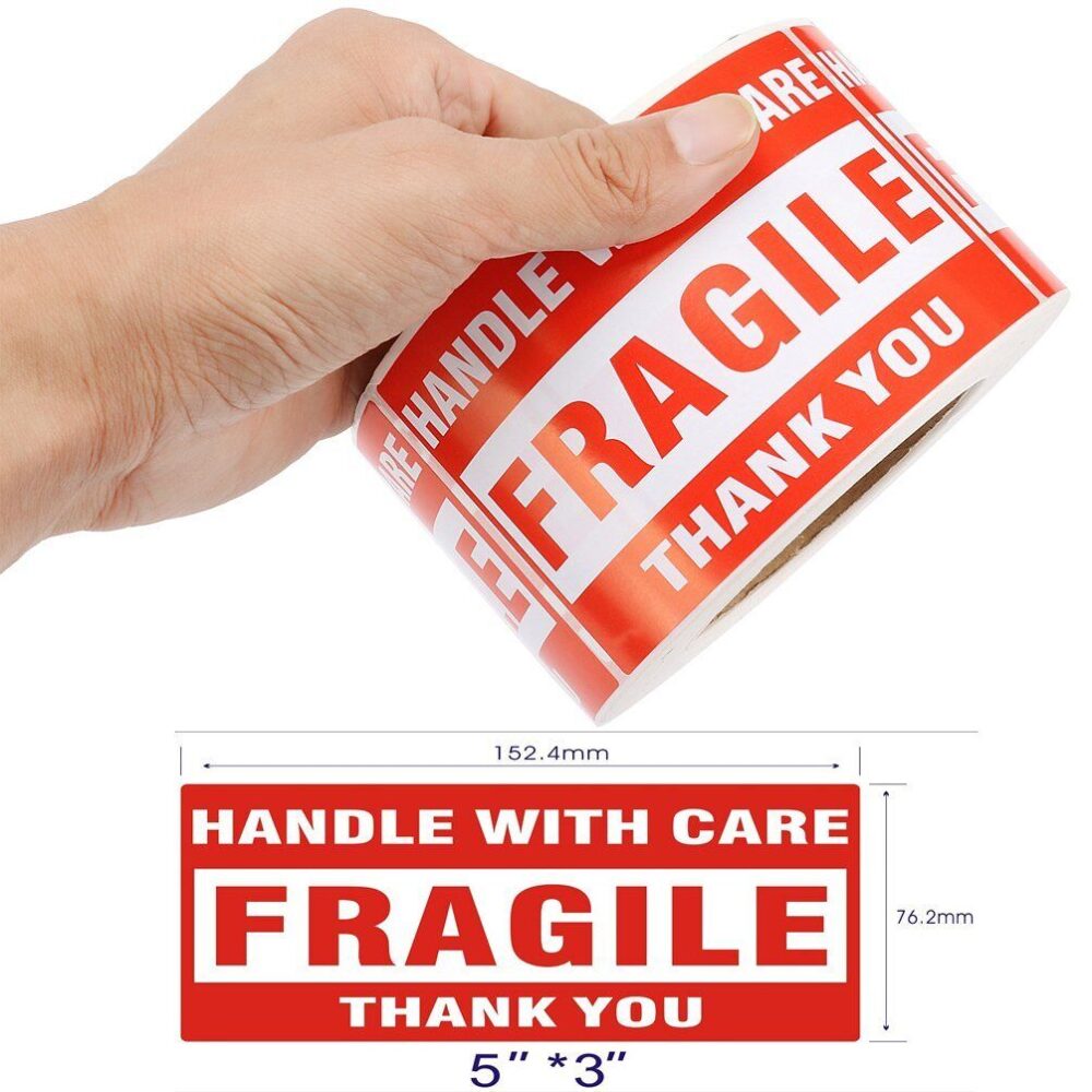 1000 Large 3"x5" Handle with Care Thank You Fragile Shipping Labels Stickers - Image 3