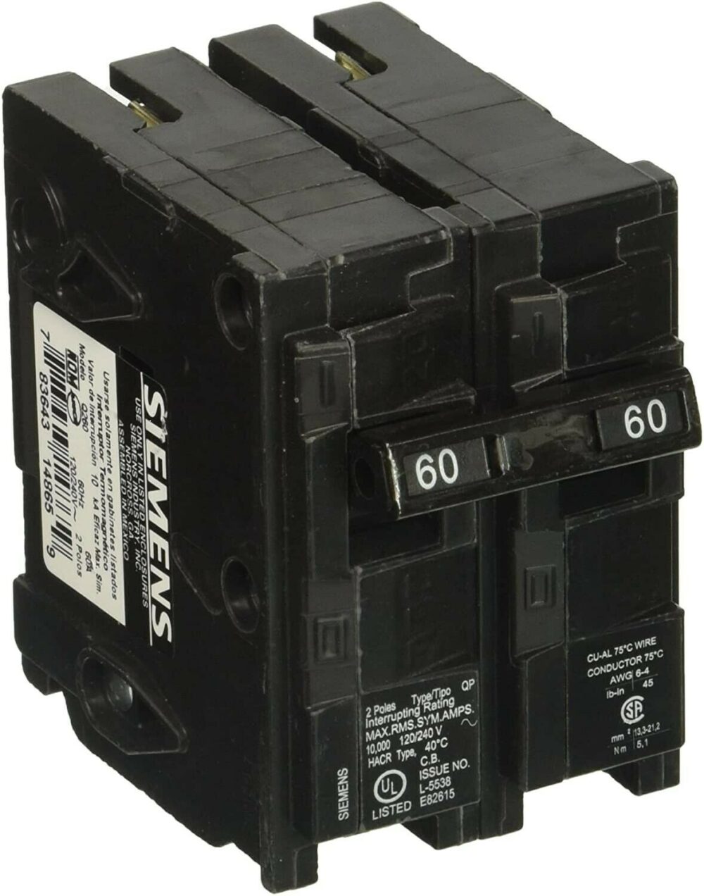 Siemens Q260 2P 60A 120/240v Type QP Circuit Breaker NEW  - Image 3