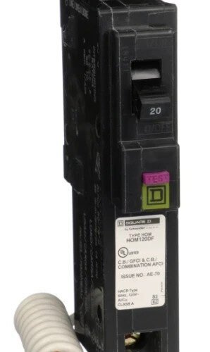 SQUARE D HOM120DF 20A 120V 1-Pole Homeline Dual Function Circuit Breaker — main image