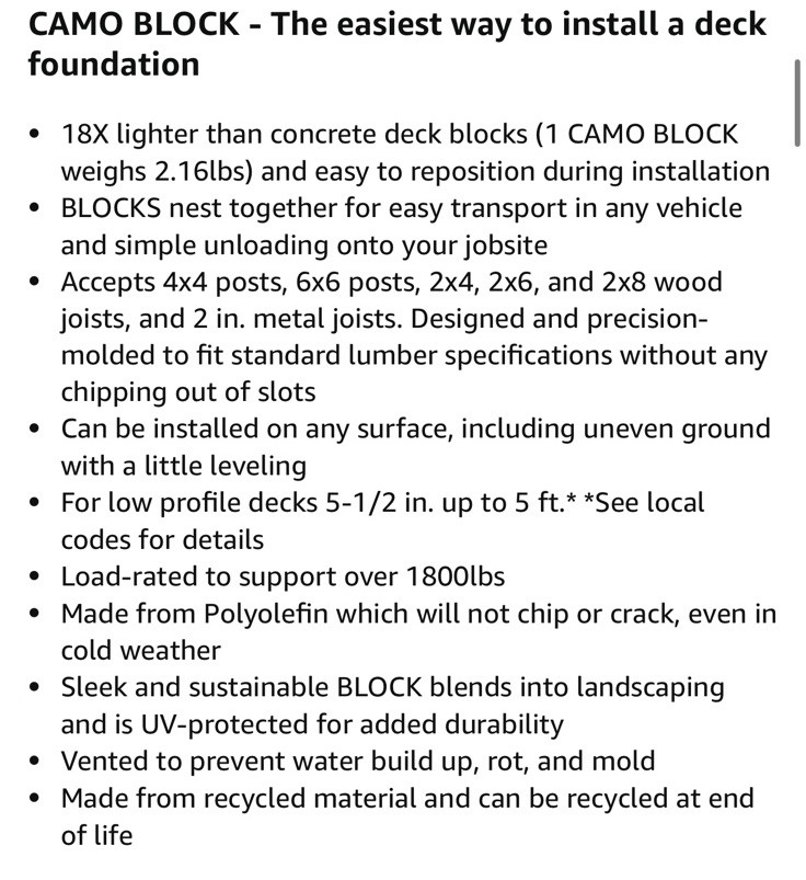 CAMO Deck Block 15.75" x 15.75" x3.5" Heavy-Duty Polyolefin Cinder Block 8-Count - Image 7