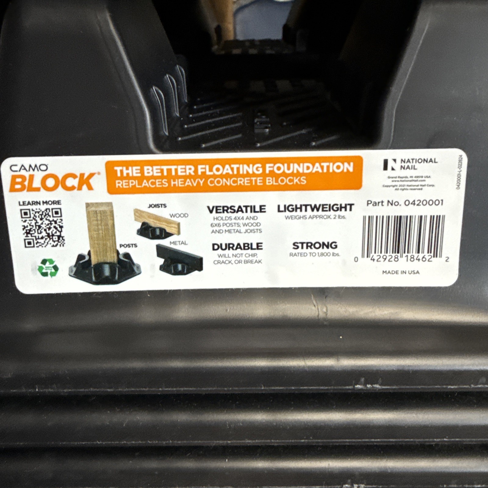 CAMO Deck Block 15.75" x 15.75" x3.5" Heavy-Duty Polyolefin Cinder Block 8-Count - Image 8