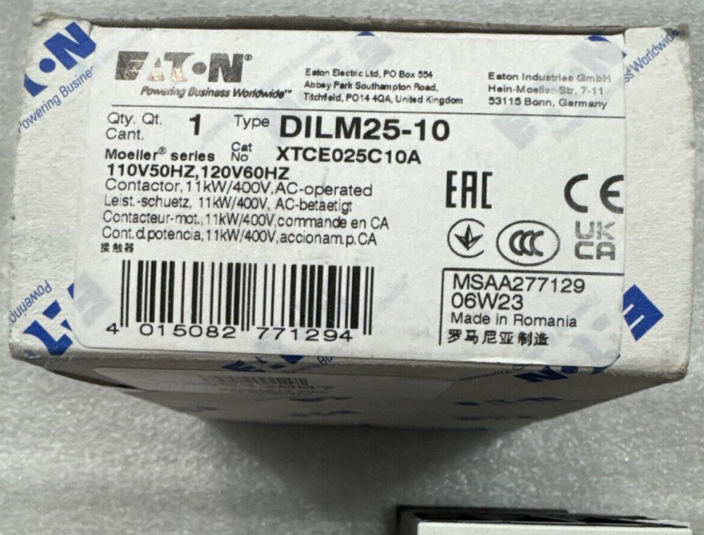 Eaton XTCE025C10 XTCE025C10A 40A Contactor DILM25-10  110/120V 50/60Hz - USA - Image 4