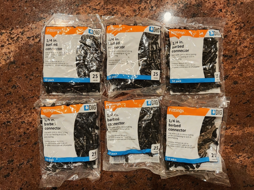 Lot of 6 DIG H80B 1/4 In. Barb Connectors Hose Drip Line (50 packs) - 300 Total
