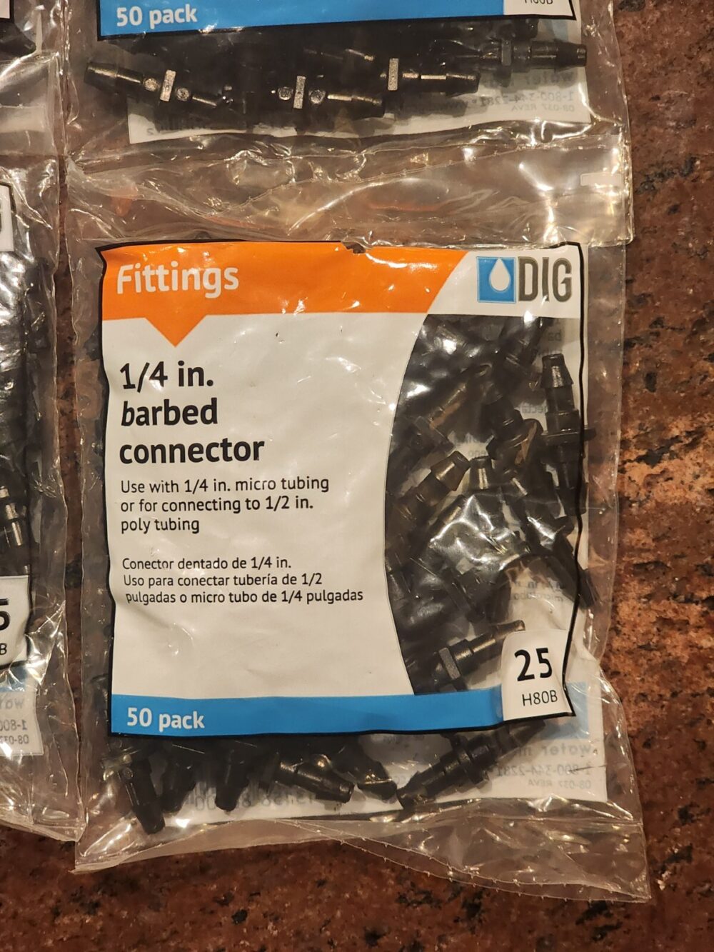 Lot of 6 DIG H80B 1/4 In. Barb Connectors Hose Drip Line (50 packs) - 300 Total - Image 3