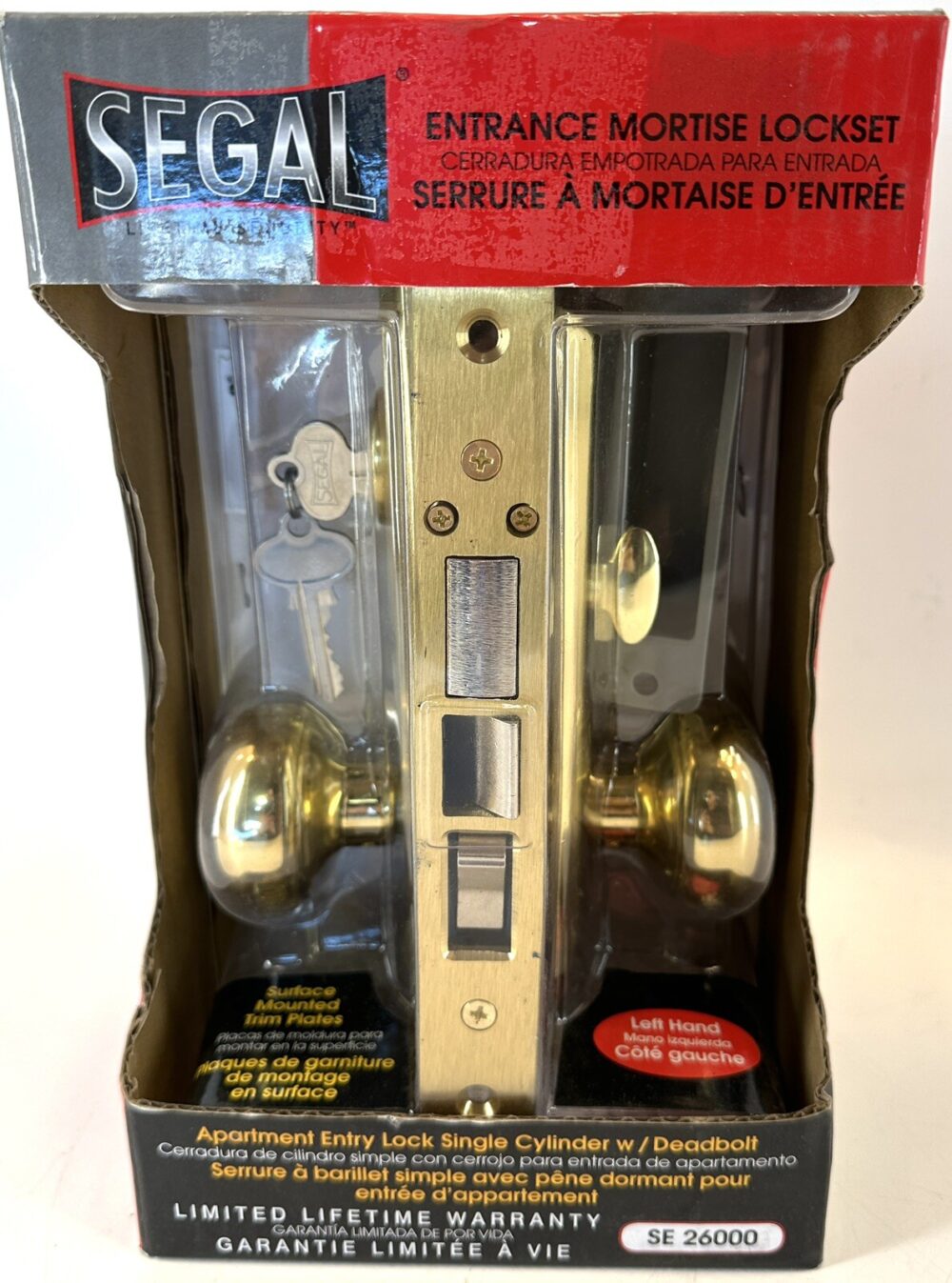 Segal Entrance Mortise Lockset 2 1/2 in Backset In Wrought Solid Brass SE 26000 - Image 4