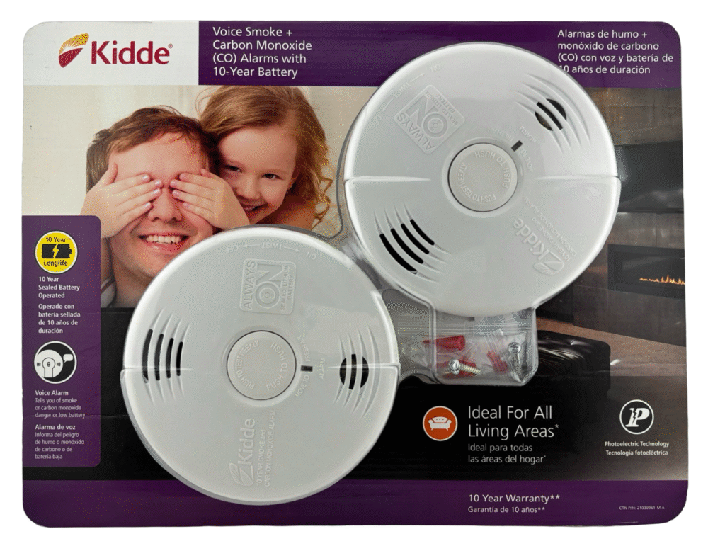 Kidde Voice Smoke + Carbon Monoxide CO Alarms 2Pk 10 Year Battery NIB
